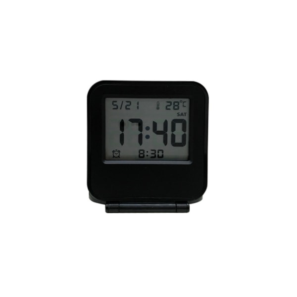 1 Svart Mini Vikbar Digital Väckarklocka Multifunktionell LED-Klocka