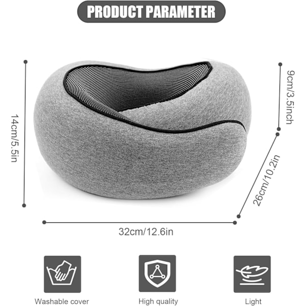 Resekudde för flygplan, nackkudde i memory foam med 360 graders stöd