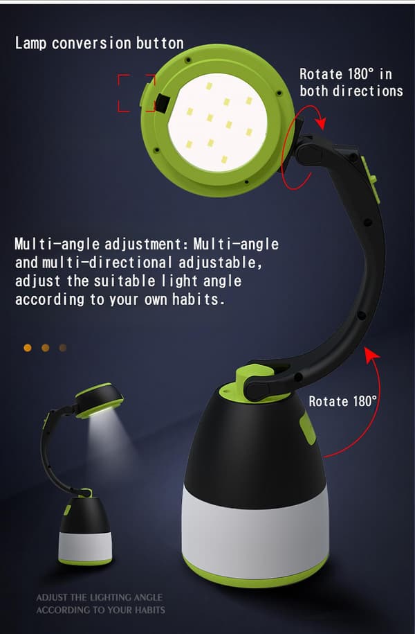 Multifunktionel bordlampe Tre-i-én Led teltlampe Camping La