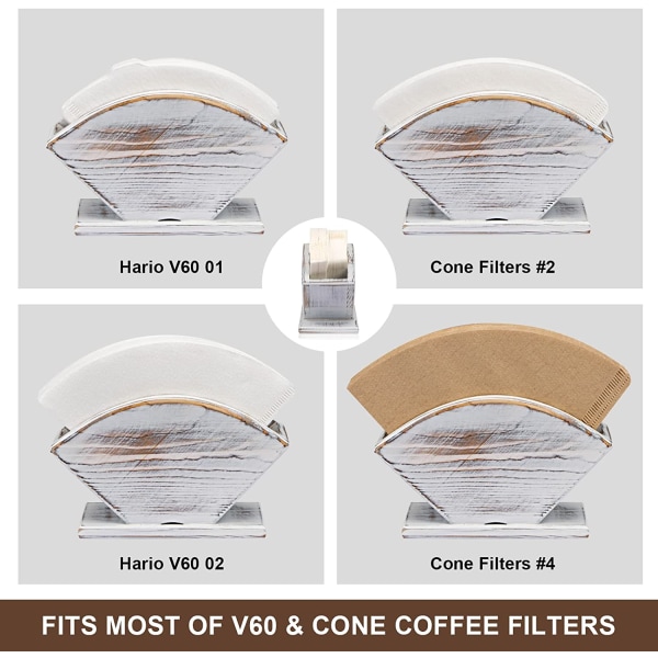 Kaffe Filterholder i fyrretræ, uden filterpapir, Kaffe Filter Pa