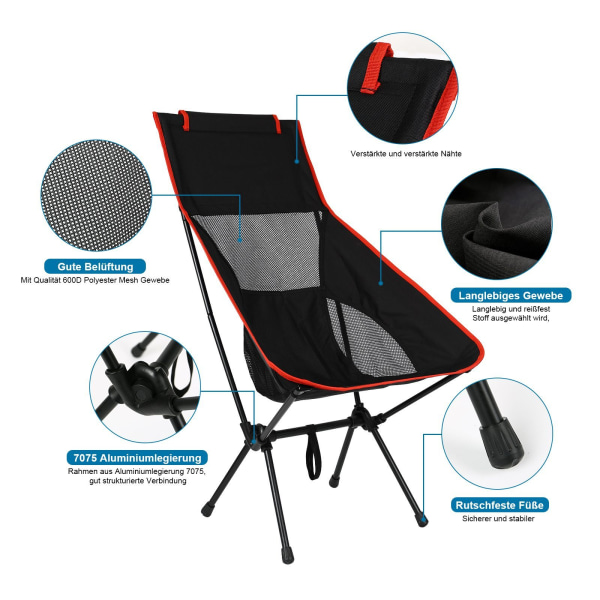 1 PC bærbar campingstol (marineblå), ultralet mesh stol, Ou