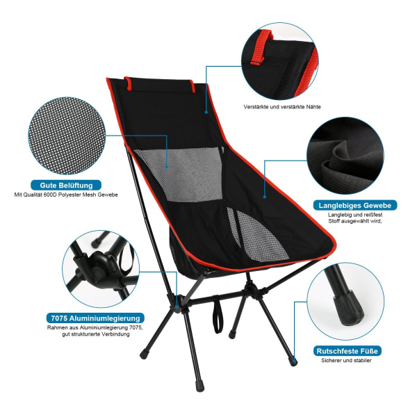 1 st Bärbar Campingstol (Off-White), Ultralätt Mesh-stol