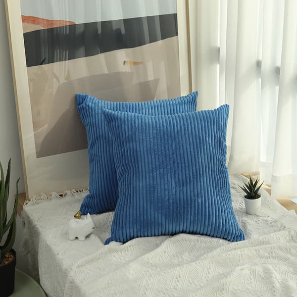(Blå) Kuddfodral set om 2 sammet kuddfodral 45x45 cm, sladd