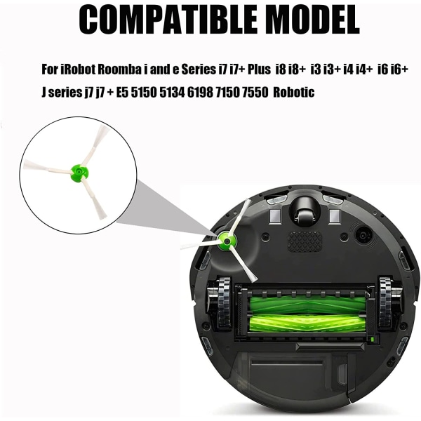 4-pakkaus sivuharjan vaihto iRobot Roomba i- ja e-sarjaan i