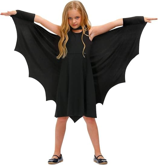 Børns sorte flagermusvinger kostume 8-10 år