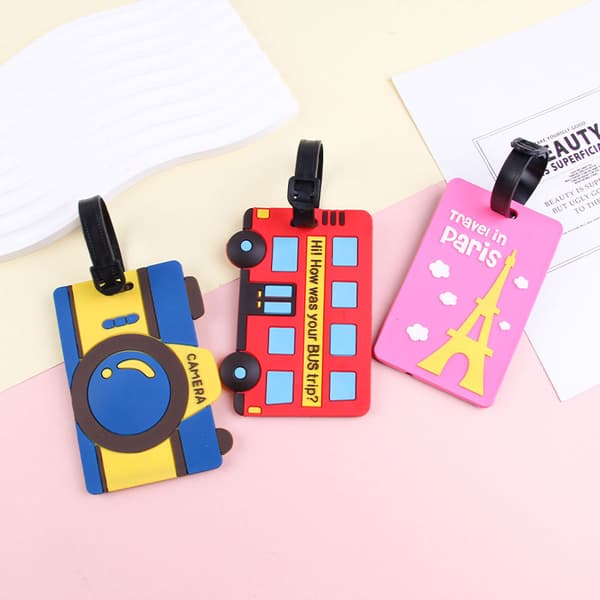 Bagasjelapper, 3 stk. PVC-bagasjelapper, bagasjelapper, reisesak