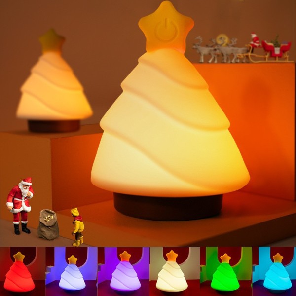 Farverigt + varmt lys + hvidt lys Juletræssilikone nær
