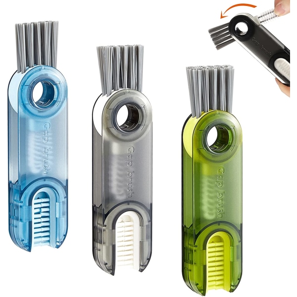 Three in one bottle brush, 3 portable cup cap gap cleaning brush