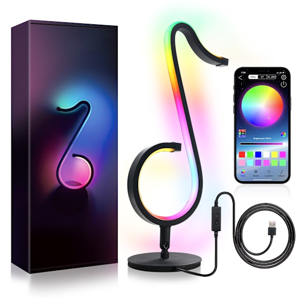 LED-yöpöytälamppu, värikäs USB-yövalo, himmennettävä RGB-työpöytälamppu