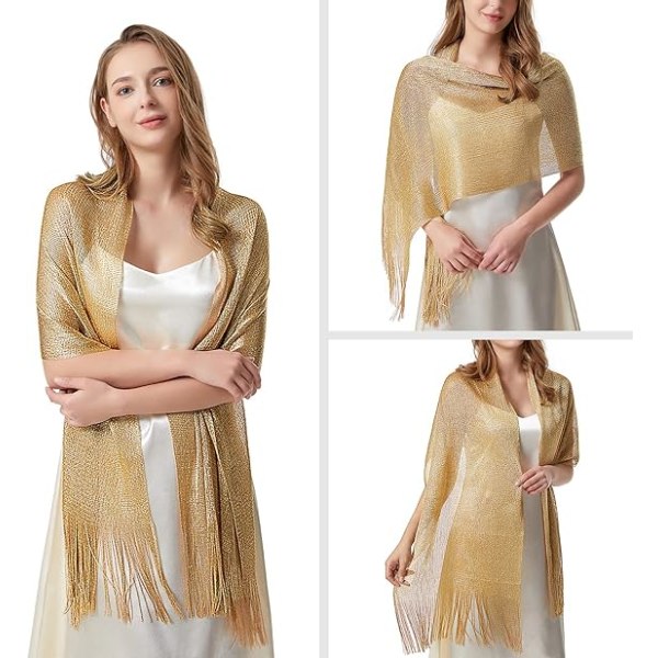 Kvinners bryllup gull skjerf sjal stjal bryllup wrap skjerf for kvelden