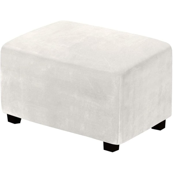 (Ivory)Stretch Ottoman Covers Velvet Ottoman Cover Rectangle Foot