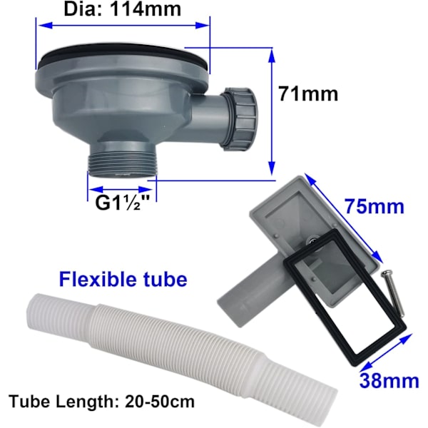 Køkkenvask 114mm 1½\" Drypbakke Si og Rectángulo Overf