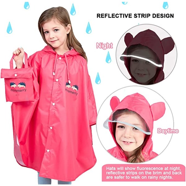 Kids Rain Poncho Cartoon Raincoat Jacket Lett skoleb