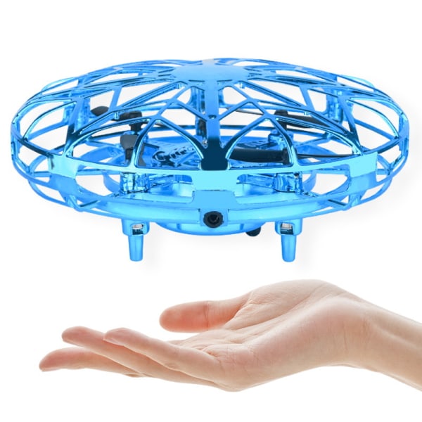 Blå Mini UFO Drone Kid Flying Toy Quadcopter Fjernbetjening Air