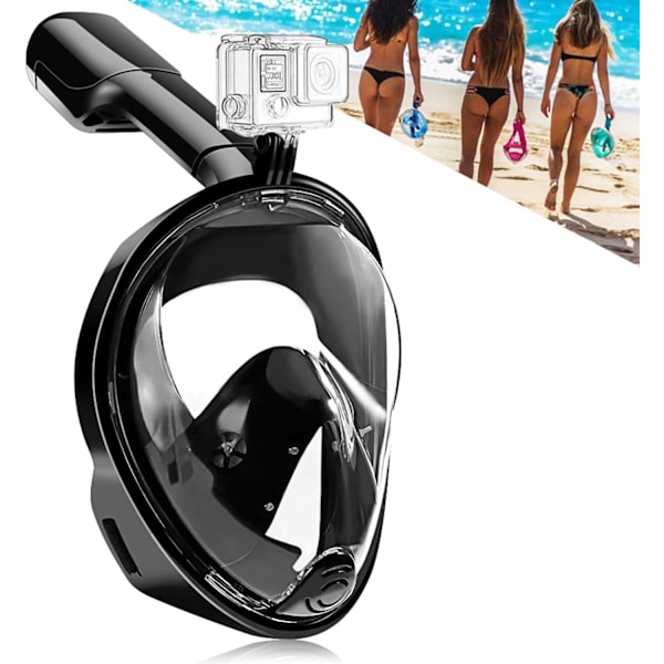 (S)Snorkelmaske 180°Full Face, Dykkermaske Fri Pust Design En
