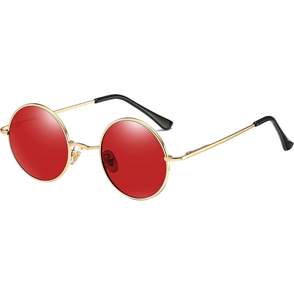 Punaiset klassiset pyöreät polarisoidut UV400 aurinkolasit Lennon Style V:llä