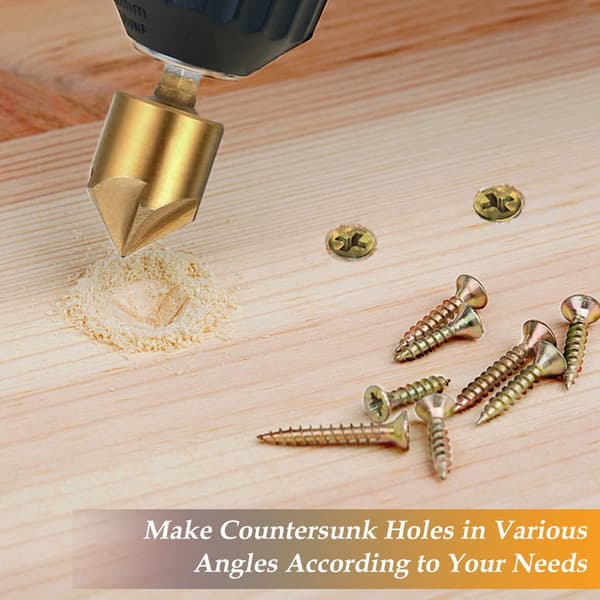 26-pakke avfasing for trebearbeiding, inkludert 6 countersink