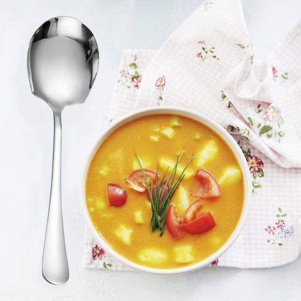 Tang Yuan 2 rustfrie stålskjeer store skjeer hotellmåltid