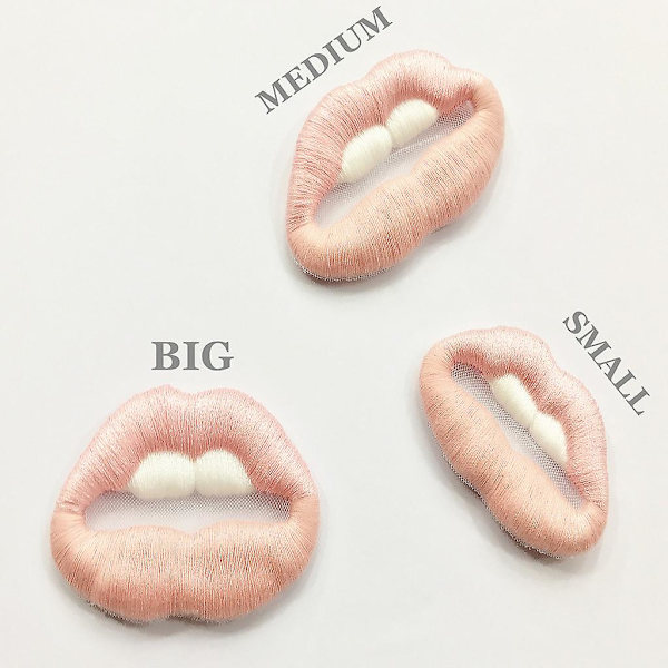 3 stk. Pink Lip Sy Applikationer 3d Mund Net Mesh Lace Broderi Patches Badges Beklædningsudsmykning Til Tøj Diy Håndværk