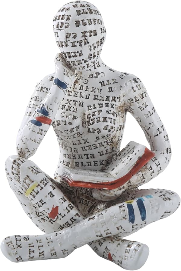 Hemdekoration Pulp Läsande Kvinna Figur Staty Estetisk