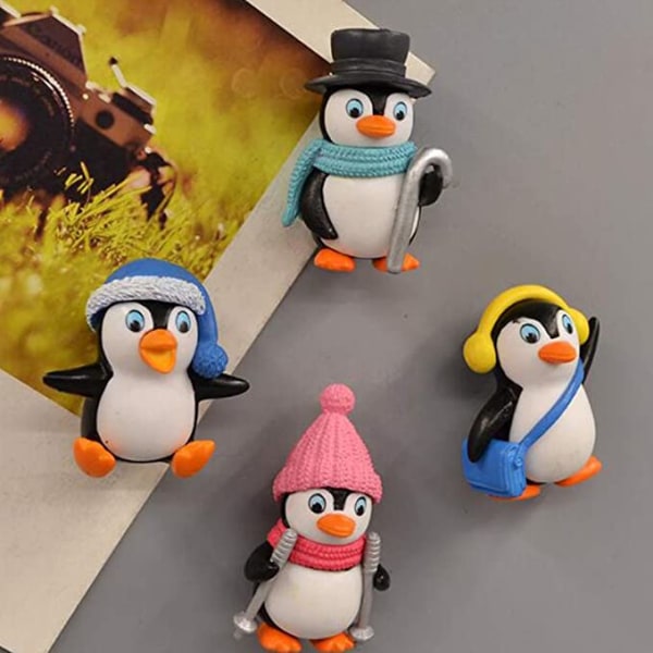 4 stk. Køleskabsmagnet klistermærker Pingvin PVC Sød tegneserie køleskab Deco