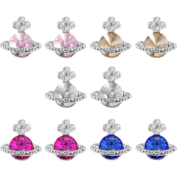 10 stk. planet negle sten, legering diamant krystal charme luksus