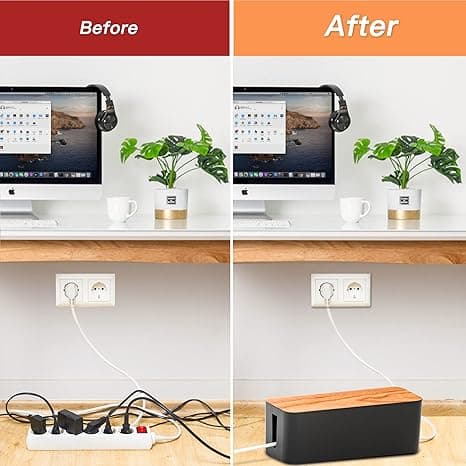 Kabelbox, Liten Träfärgad Kabelbox för
