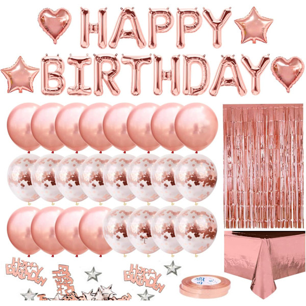 Fødselsdag Pink Ballon Kit Happy Birthday Garland, Rose Gold