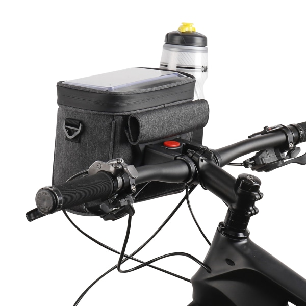Mørkegrå - 1 x sykkelstyrveske - Vanntett frontkamera