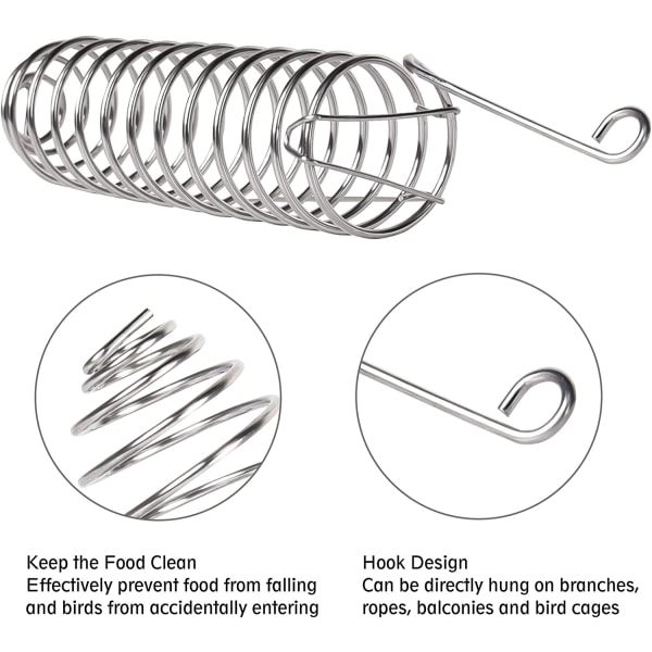 Papegojfågelfoderkorg, 2 st spiralfågelmatare, hängande frukt