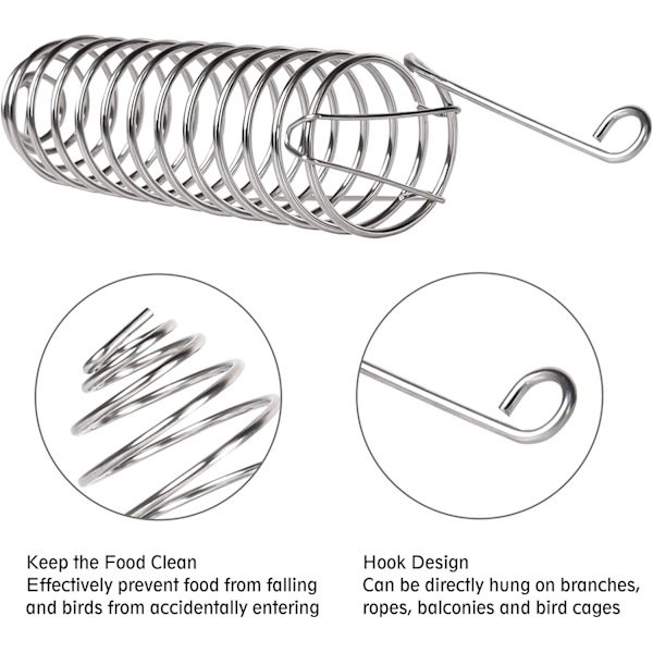 Papegøye Fuglemat Kurv, 2stk Spiral Fuglemater, Hengefrukt