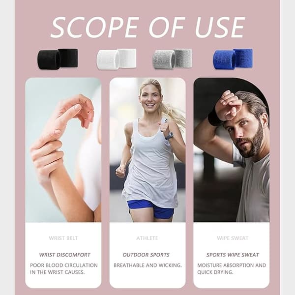 8-pack sportarmband 8 * 8cm (svart, vit, grå, bl