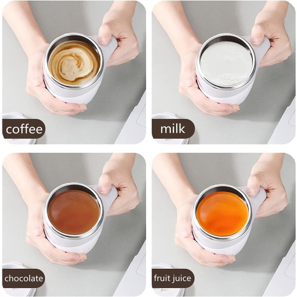 Hvid automatisk magnetisk omrørende kaffekrus, roterende hjemmeoffi