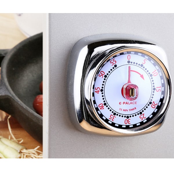 Magnetisk Retro Køkken Timer (Sølv), Klassisk Mekanisk Madlavning