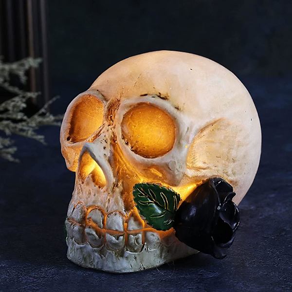 Halloween LED lysende harpiks skalle rose skrekk blomst kle seg ut P