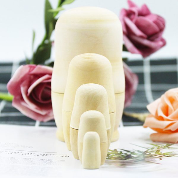 Set med 5 st Omålade Ryska Nesting Dolls, Blanka Dockor, Gör Din Egen Docka