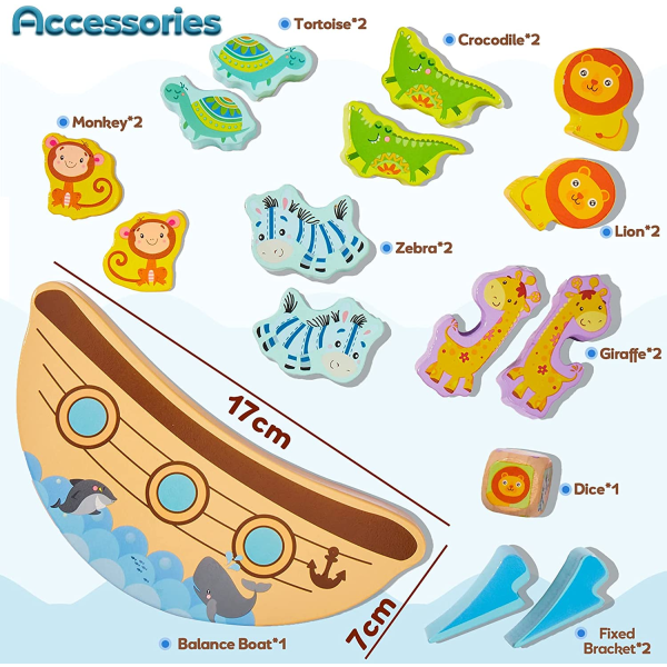 2 i 1 Wooden Kids Game - Ocean Balance Toy - Pedagogisk og