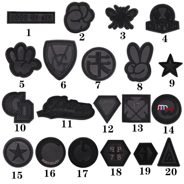 20 stk. stryge-på-patches, badge broderet stof stryge-på eller sy A