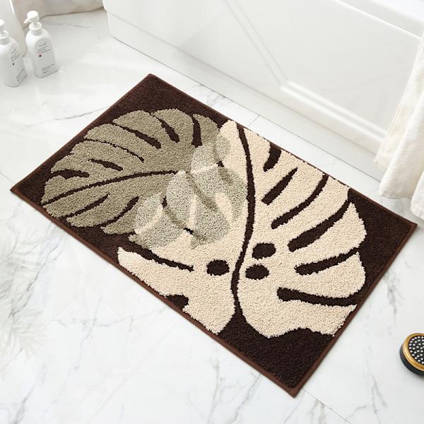Leaf Drop - Brun, Halksäker och Absorberande Mikrofibermatta för Badkar