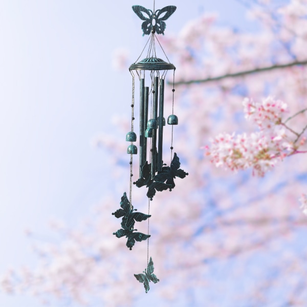 Blue Metal Butterfly Wind Chime, Gift for Women, Garden Decor, Ou