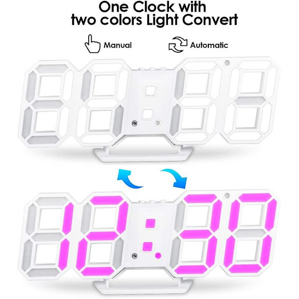 Väggklocka Digital Alarm Digital Vägg LED Nummer Tid Alarm