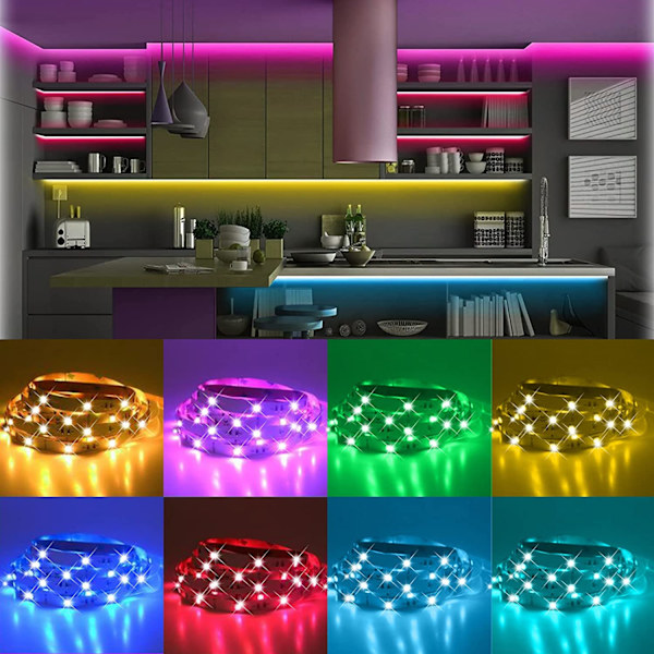 LED-strimmel 20M RGB LED-bånd Musik LED-strimmel styret af Smart