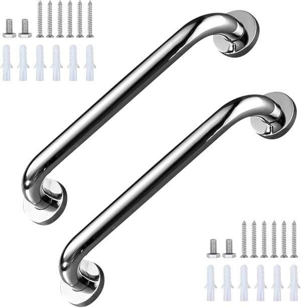 2PCS Badrum Greppstång, Heavy Duty Väggmonterad Rostfritt Stål G