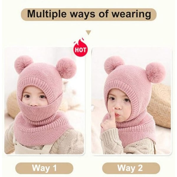 Balaclava Baby Girl Boy Cute Hat(Black) Scarf Winter Warm Earmuff