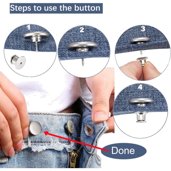 20 sæt Jean-knapper stifter Ingen Sy Øjeblikkelig 17 mm udskiftningsknap
