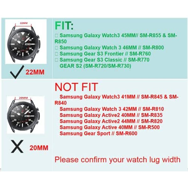 Kompatibel med Galaxy Watch 3 Strap 45mm 46mm Resin Passer til 20mm L