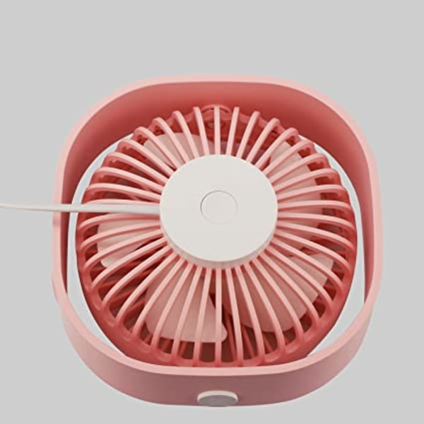 (Vaaleanpunainen) Mini Desk Fan Hiljainen USB tuuletin Tehokas, 3 nopeutta ja 36