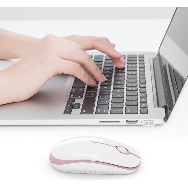 2.4G trådlös mus med USB-mottagare (vit + grön), 1600 DPI,