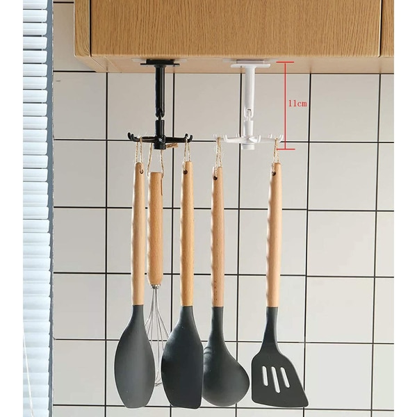 Set med 4 st 360° roterande krokar, spikfri roterande ställning, kök S