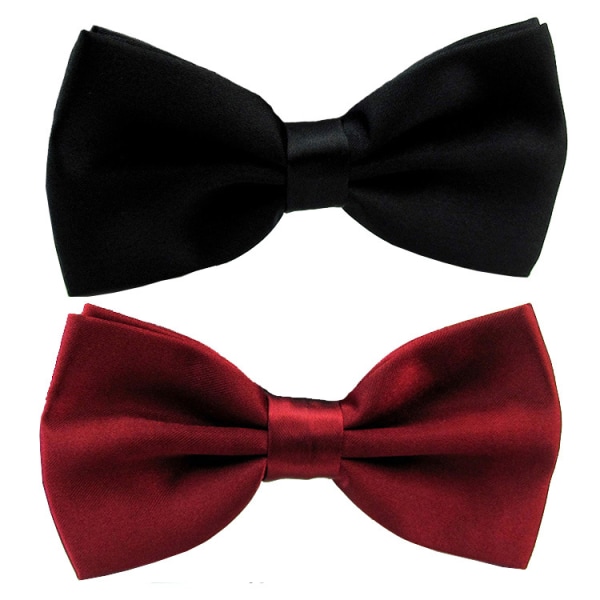 Wedding Pre-Tied Bow Tie for Men and Women Black Red 2 Piece Adj